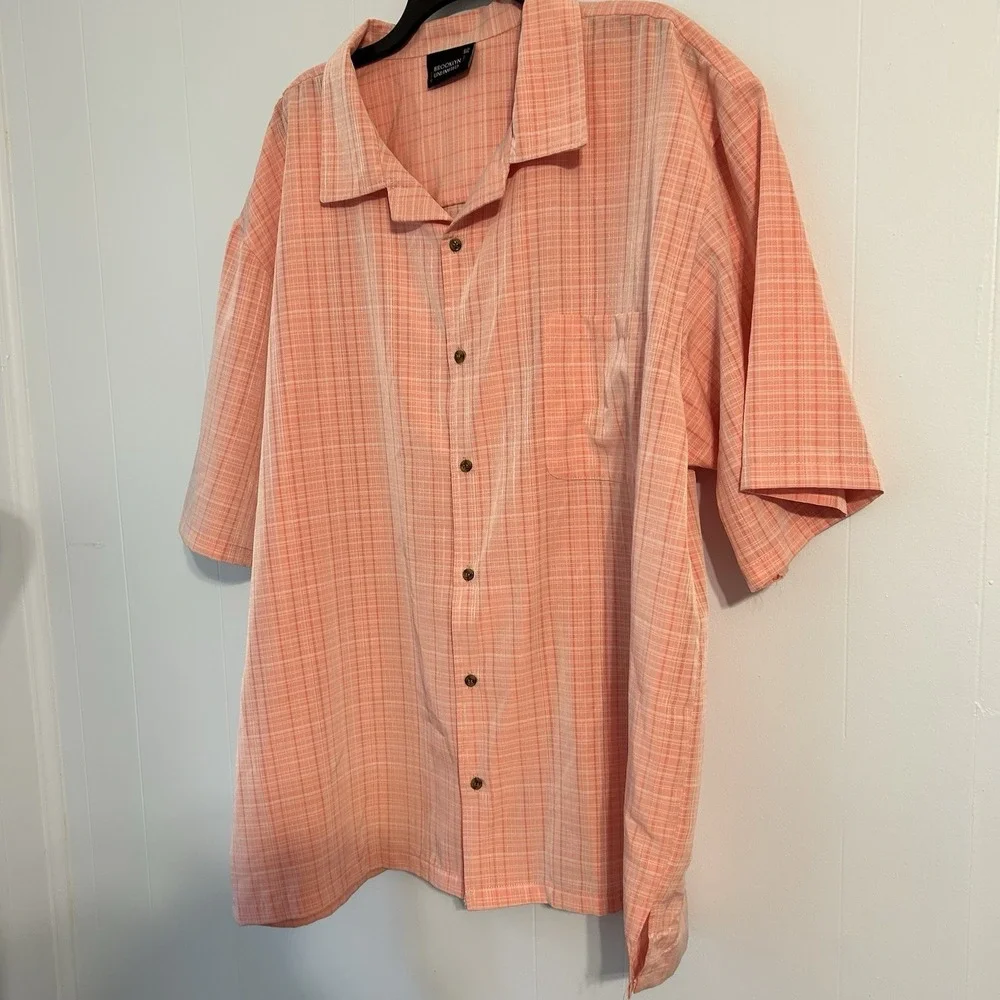 Men's 4X Brooklyn Unlimited Button-Down,‎ Short Sleeve Dress Shirt. Pink.